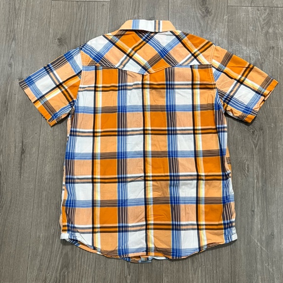Aeropostale Men's Pocket Shirt Short Sleeve Orange Blue Size Medium - Picture 9 of 9